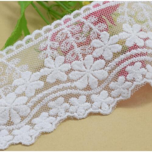 3yards 7cm white lace cotton embroidery lace french lace ribbon fabric guipure diy trims warp knitting sewing Accessories#3050