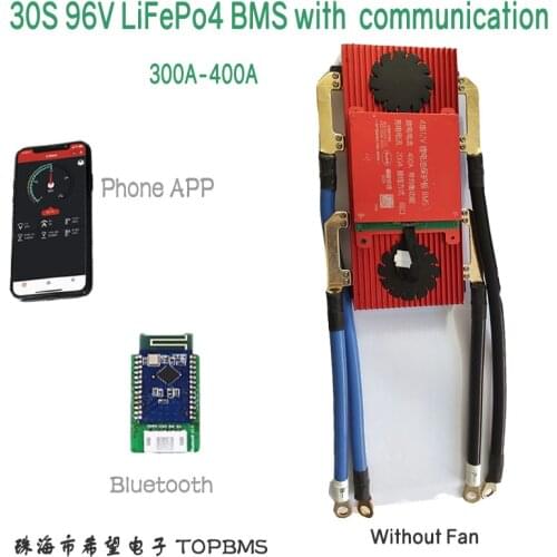 30S 96V LiFePo4 BMS 300A400A with SOC Bluetooth Temp Sensor RS485 CAN UART for LiFePo4 Batteries 3.2V connected in 30 series