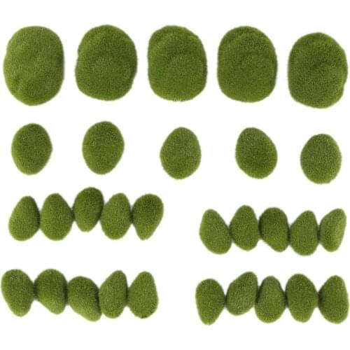 30PCS 3 Size Artificial Moss Rocks Decorative, Green Moss Balls,for Floral Arrangements Gardens and Crafting