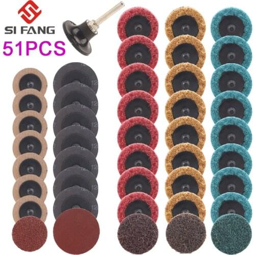 36/46/51PCS 2inch Roloc Sanding Discs Roll Lock Surface Conditioning Discs, R-Type Quick Change Disc with1 Disc Pad Holder