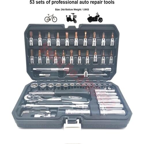 53 PCSHand Tool Set General Household Kit with Plastic Toolbox Storage Case Socket Wrench Screwdriver For Auto repair tools