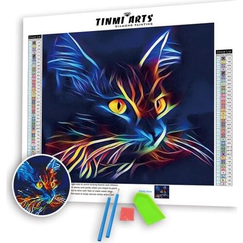 5D DIY Full Diamond Mosaic Paintings Animal New Round AB Drill Blue Luminous Cat Embroidery Kits Rhinestones Art Decoration Home