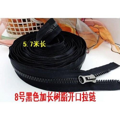 8# 570cm extra length open end black resin zipper yacht boat car cover mattress sofa special zippers Acid-resistant and alkali
