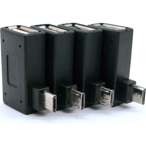 90 Degree Left Right Angled Micro USB 2.0 OTG Host Adapter with USB Power for Galaxy S3 S4 S5 Note2 Note3 Cell Phone & Tablet