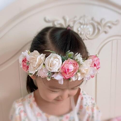 Free Shipping Baby Girl White Pink Flower Crown Wreath