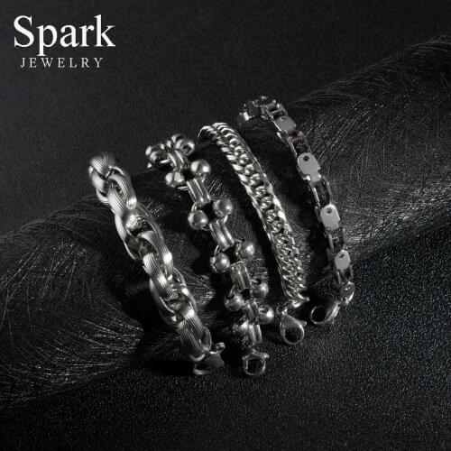 Spark New Punk Style Stainless Steel Bracelet Hotstyle Silver Fashionable Boyfriend Bracelet Birthday Gift Charming Jewelry