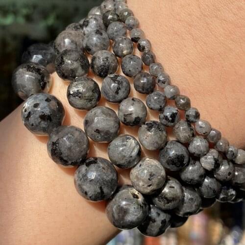 Natural Faceted Black Labradorite Larvikite Round Stone Beads For Jewelry Making Diy Bracelet Charm Accessories 4 6 8 10 12mm
