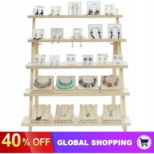 2 Layer Wooden Ear Stud Holder Earring Stand Display Rack Luxury Jewelry Stand Display Holder Rack Tower