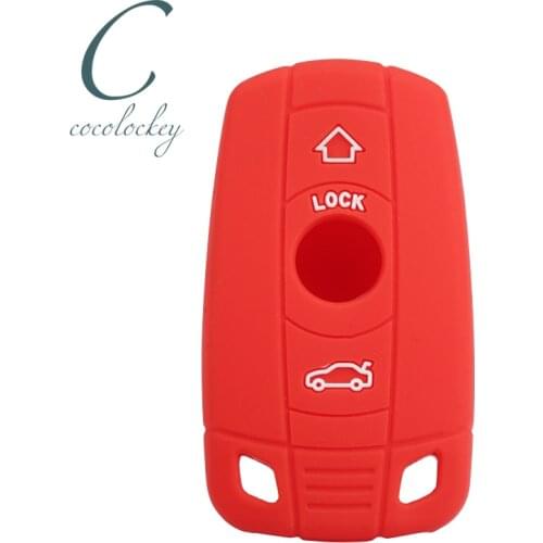 Cocolockey Silicone Car Key Case Cover for BMW E90 E91 E92 E60 E70 E87 1 3 5 6 Series M3 M5 X1 X5 X6 3 Buttons key jacket