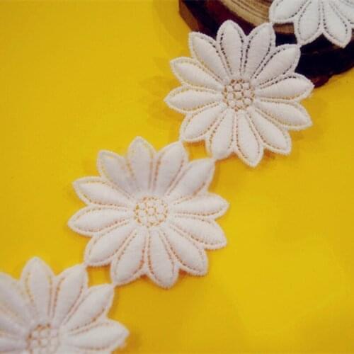 10 yard 5cm 1.96" wide ivory/beige cotton/milk silk embroidery lace trim ribbon 1029481L4K810