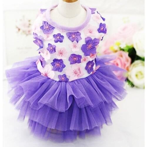 Summer Dog Dress Puffy Princess Dress For Small Medium Dogs Soft Wedding Skirt Floral Gauze Dress Pet Clothing
