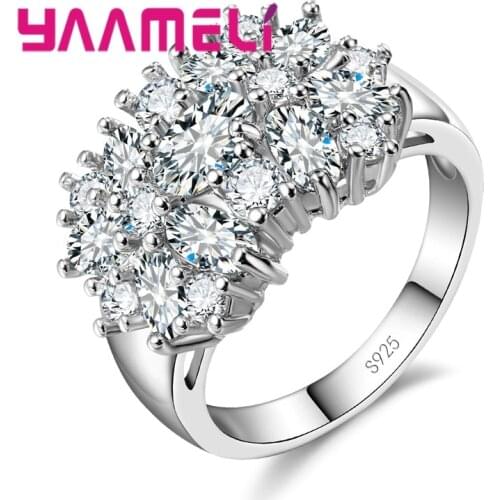 Statement Punk Wide Band Rings Fine 925 Sterling Silver Oval Egg Cubic Zircon Inlay Paved Flower Charming Jewelry Women Bague