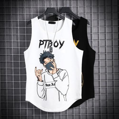 2021 Summer New Mens Tank Tops Fashion Streetwear Print Hip Hop Sleeveless Tank Top Men Casual Men Clothing Loose Men Tank Tops
