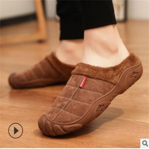 Fashionable Men indoor warm fluffy slippers winter Men Cozy Faux Fur Cross Indoor Floor Men Slides Flat Soft Furry Shoes