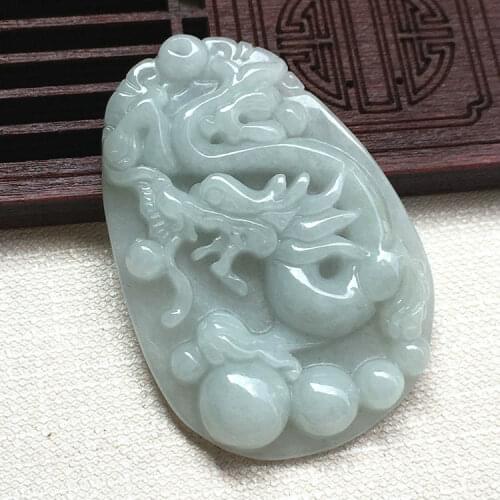 Natural Myanmar A hand-carved dragon green jade pendant jade necklace women necklaces emerald pendants jadeite jade jewelry