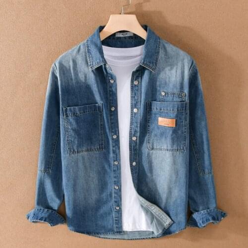 2021 New stye Italy Suehaiwes brand cotton denim shirt men casual thick autumn shirts for men top camisa chemise