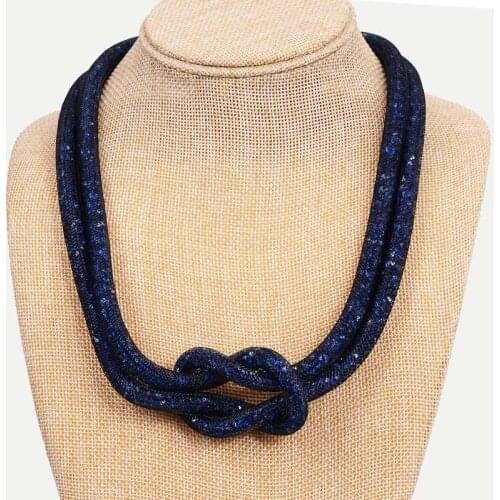 Trendy Mesh Chain Crystal Necklace with resin crystal stones filled magnetic clasp for women fashion jewelry