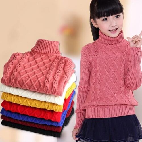 Autumn Winter Children Sweater Kids Knitted Turtleneck Boys Girls Pullover Sweater Warm Teenager Knitted Sweaters Girls Clothing