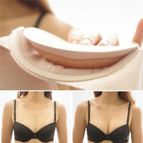 A Pair Bra Pads Gel Bra Inserts Push Up Bra Pads Silicone and Sponge Natural Color Intimates Accessories