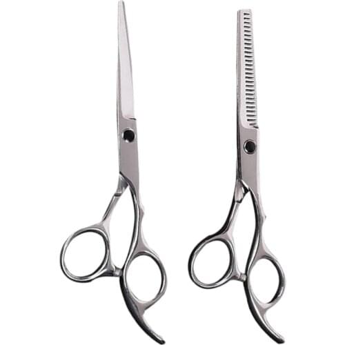 6 Inch Round Tip Blunt Japan Steel Straight Thinning Hot Product Barber Hair Cutting Scissors Silver