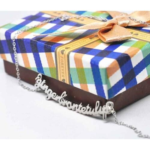 Personalized Solid Silver Long Nameplate Necklace Custom Name Necklace Design Jewelry Colar