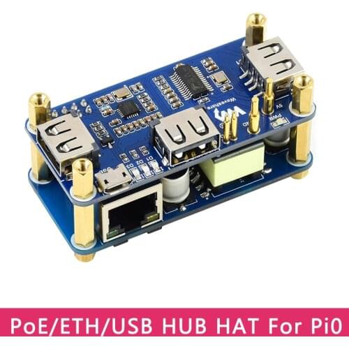 PoE Ethernet USB HUB HAT for Raspberry Pi Zero/ Zero W / Zero WH with 3x USB 2.0 Ports 802.3af Compatible for Pi 0