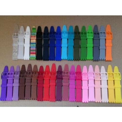 Multicolor 16mm Silicone Rubber Watch Band Straps For Girl Women Watches Swatch Black White Navy Rubber Strap plastic buckle