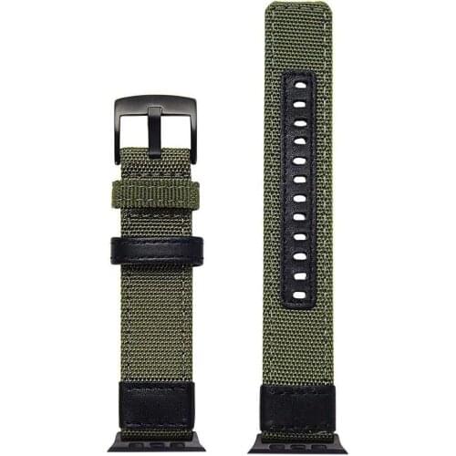 Nylon Strap For Apple watch 3 band 42mm 38mm Canvas Fabric leather Bracelet belt for Apple watch band 4 5 6 SE 44mm 40mm correa