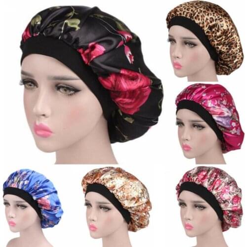 Silk Satin Night Sleep Cap Shower Caps Hair Care Beauty Bonnet Hat Head Cover Elastic Band