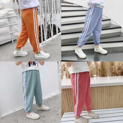 Harem Home Trousers Summer Kids Striped Sports Pants Baby Girl Bloomers Boys Children Baggy Jogger Flaired Sweatpants For Girls