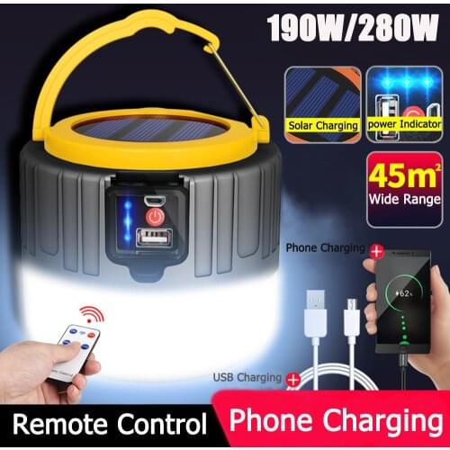 Rechargeable Led Bulb Lamp Remote Control Solar Tent Lamp Emergency Lamp USB Lamp Camping Light Camping Lantern For Fishing Tent
