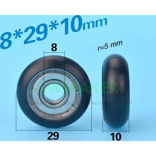 SWMAKER 8*29*10mm nylon, POM with 608ZZ bearing steel, roller, small sleeve, rubber covered plastic bearing, moving pulley