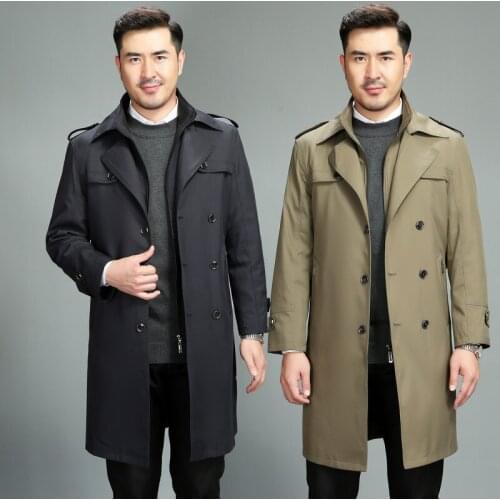 Autumn Winter Removable Liner Men Long Trench Coats Superior Quality Buttons Male Fashion Outerwear Jackets Windbreaker
