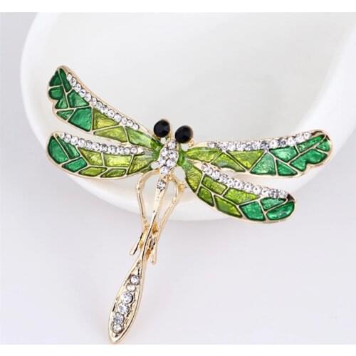 Vintage Animal Dragonfly Shinny Brooches Crystal Rhinestone Brooches For Women Dress Scarf Brooch Pin Jewelry Gift