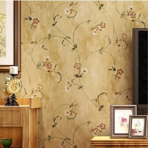Vintage Morning Glory Flower Wallpaper 3d Yellow Floral Vine Mural Wallpapers Non Woven Wall Papers Roll Bedroom Home Decor W240