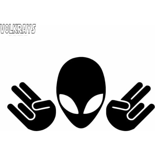 Volkrays Funny Car Sticker Shocker Alien Accessories Reflective Waterproof Sunscreen Vinyl Decal Black/Silver,6cm*13cm