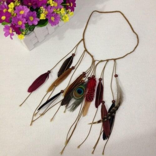 New Women Peacock Feather Headband Fashion Bohemian Twisted Elastic Hair Jewelry Hair Accessories Party Gift A5018