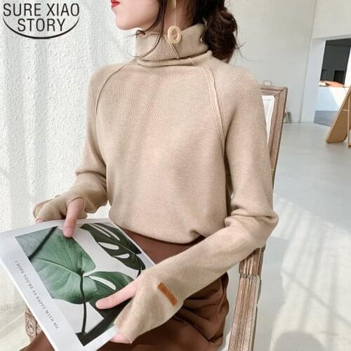 2021 New Turtleneck Sweater Women Long Sleeve Loose Sweater Pullover 5 Colors Fashion Autumn and Winter Slim Fit Sweater 11259