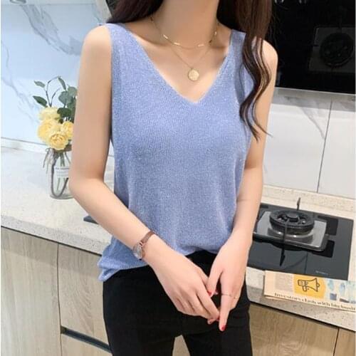 2021 New Spring Summer Sweater Vest Women Sleeveless V-Neck Knitted Vest Female Casual Tank Tops Pullover Sexy Camisole Vests