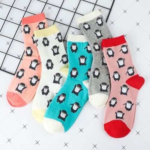 1 Pair Fashion Cartoon Penguin Animal Women Cotton Soft Socks Ankle Socks Lady Winter Autumn Warm Comfortable Sock