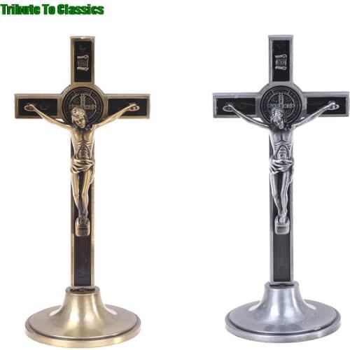 1pc x Church Relics Jesus on the Stand Cross Wall Crucifix Antique Home Chapel Decor