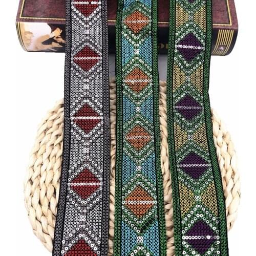 1 Yard Embroidery Clothing Materials Accessories Lace Cross Ethnic Style Women Dress Garment Decoration Supplies