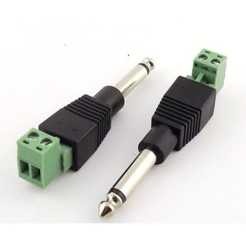 10pcs 6.35mm 1/4" Mono TS Male Plug To AV Screw Video Balun Terminal Adapter Nickel