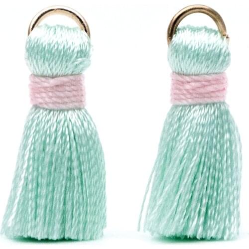 10pcs Silk Tassels, Silky Tassels Wholesale, 24mm Small Tassel Charms, Mint (FB-032-2)