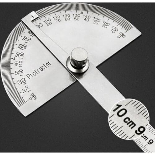180 Degree Stainless Steel Protractor Angle Finder Rotary Mathematics Measuring Ruler Adjustable Multifunction Roundhead Ruler