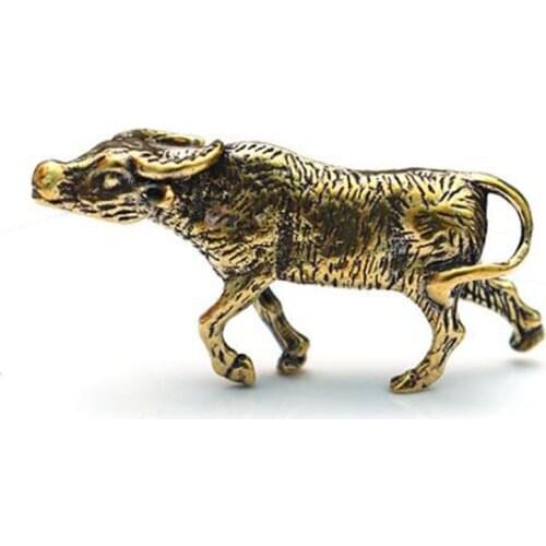 3D Brass Willing Ox Casting Statue Mini Animal Metal Figurine Home Decor Desktop Crafts Sculpture Decoration Pendants Gifts