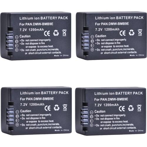 4pc 1200mAH DMW-BMB9 DMW-BMB9E DMW BMB9 Li-ion Battery for Panasonic Lumix DMC FZ40K FZ45K FZ47K FZ48K FZ60 FZ70 FZ100 FZ150