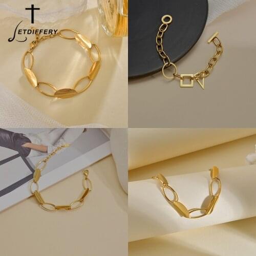 Letdiffery Irregual Stainless Steel Women Bracelets Gold Circle Geometric Adjustable Bangles Charm Women Anniversary Party Gift