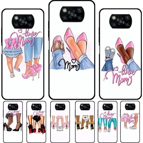 Super Mom son daughter Heels Baby Girl For Xiaomi Mi 10T Pro A3 8 9 Mi 11 Lite Ultra Phone Case For POCO M3 Pro X3 F2 F3 Coque
