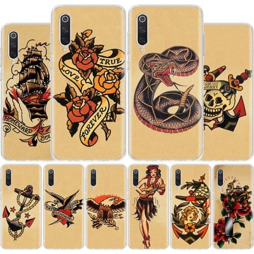 Sailor Jerry Tattoo Cover Phone Case For Xiaomi Redmi Note 10 9 9S 8T 8 7 6 5 9A 6A 7A 8A 9C K20 S2 Pro Luxury Soft Coque